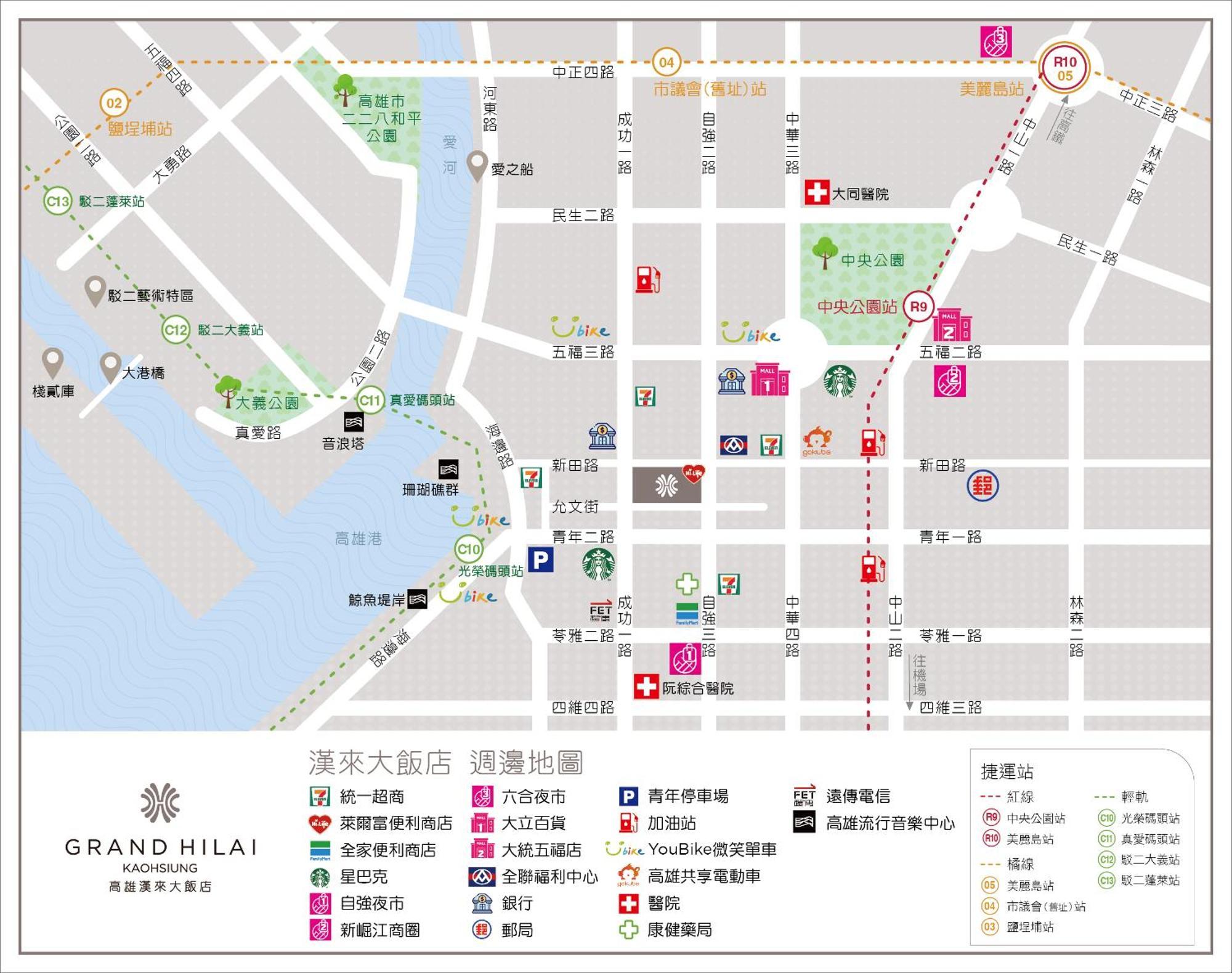 Grand Hi Lai Hotel Kaohsiung Exterior foto Grand Hill map